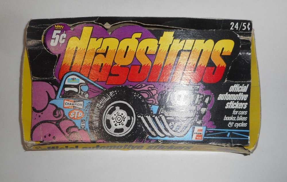 1970 DRAGSTRIPS RACE CAR STICKERS DISPLAY BOX FLEER (RARE)