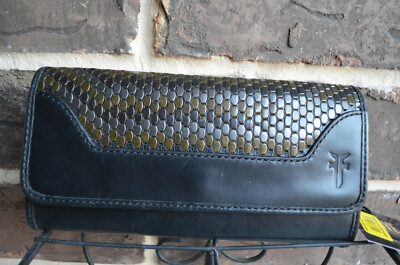 NWT $178 Frye Melissa Stud Trifold Leather Wallet Multi gold gray 