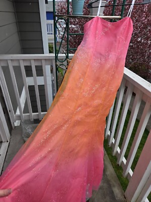 Vintage Morgan Co Prom Dress Maxi Gown Sherbert Pastel Glitter Corset Tie  Xs/S | eBay