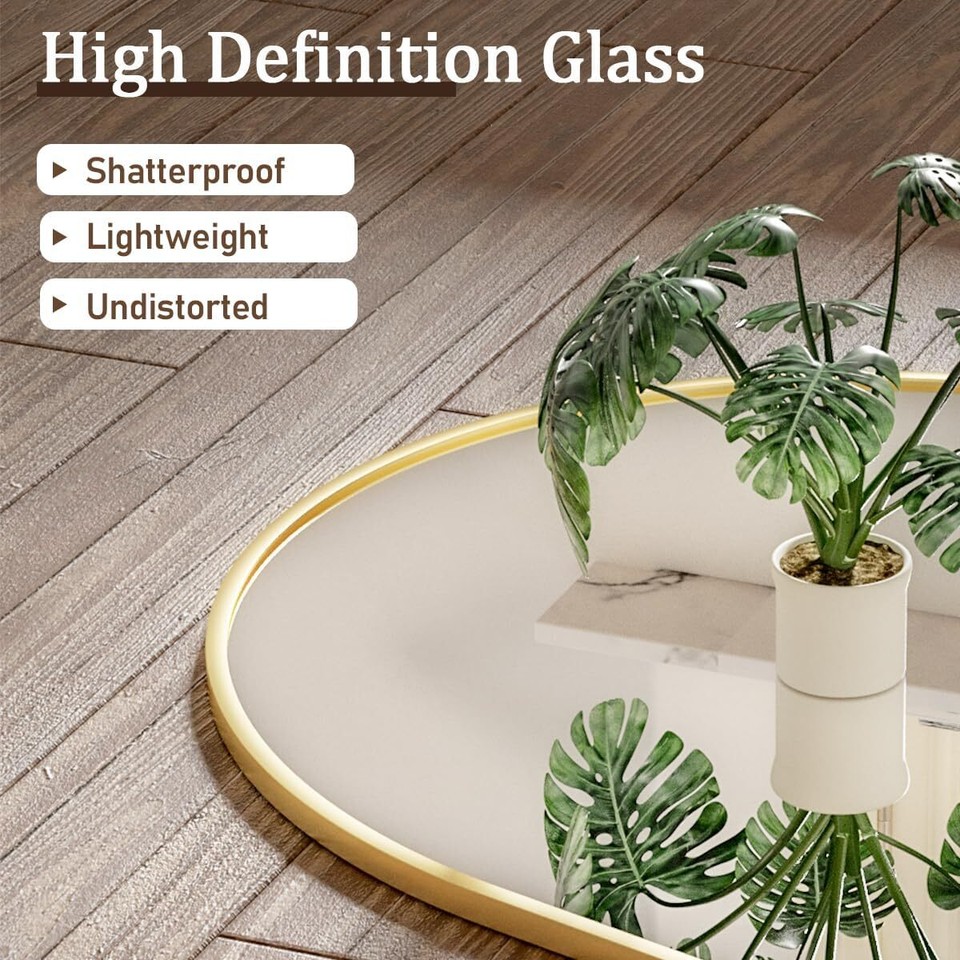 71" x 30" Arch Floor Mirror with Stand, Aluminum Alloy Frame Full Body