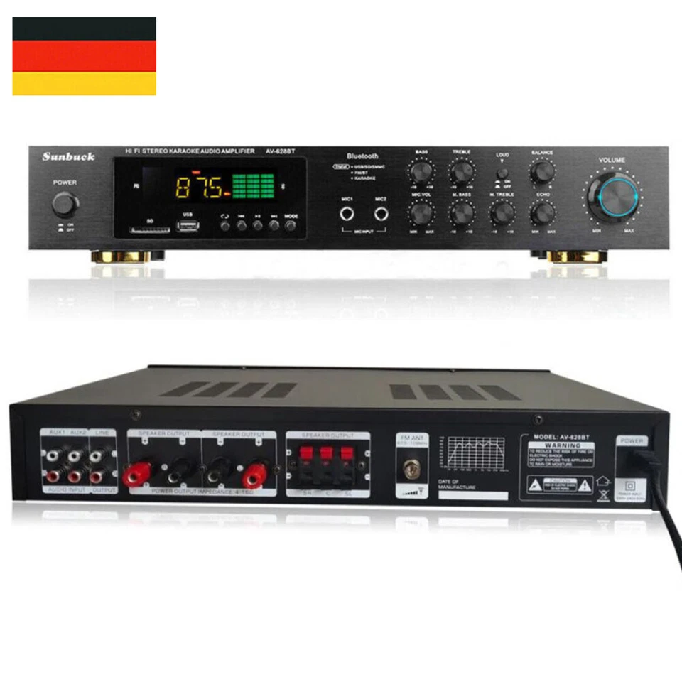 MARKENLOS NEU 2000W Verstärker Vollverstärker HiFi Stereo Amplifier Digital FM Bluetooth