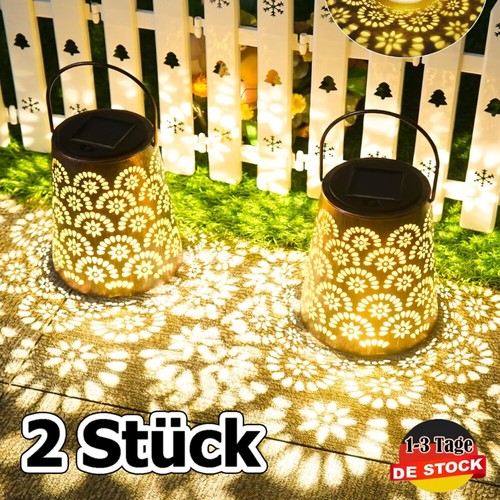 Solarleuchten 2er Set Außen Garten Deko für Balkon LED Solar leuchten Solarlampe - Bild 2 von 13
