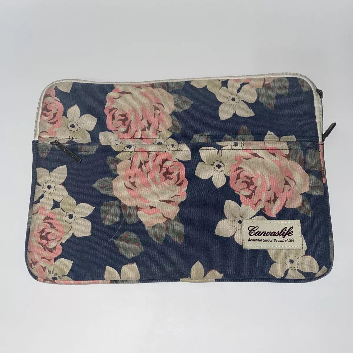 Canvaslife White Rose Patten Laptop Sleeve 14 inch 14.0 inch Laptop case Bag