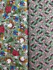 VTG~ Holly Jolly RARE Peter Pan Fabrics  Cotton Santa Reindeer Candy Cane   NEW