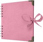 Pink 36 Pages 7 x 7 In Kraft Scrapbooking Albums Ribbon Closure For Anniversary