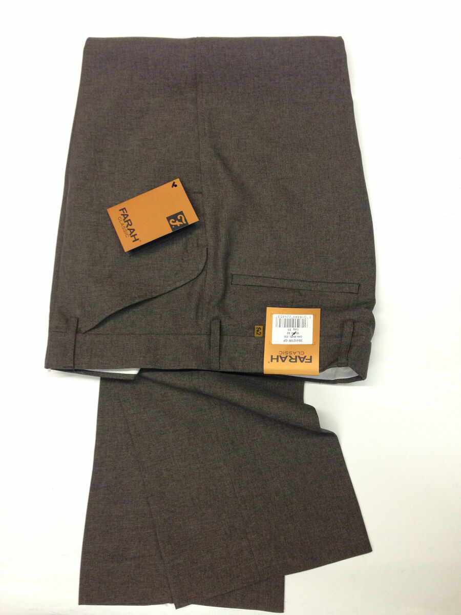 Men's Farah Trousers Navy /Black/Grey/ Oak Mrl Original Men's Farah Trousers Navy /Black/Grey/ Oak Mrl Original