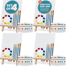 Set of 4 Painting Kits for Adults and Couples - Sip and Paint Kit for Date Night
