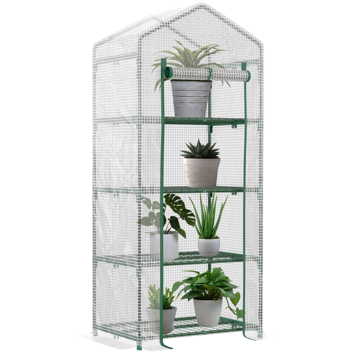 Tier Mini Greenhouse 4 160cm Steel Frame PE Cover Portable Plant Grow House