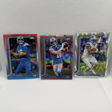 Detroit Lions 11 Card 2025 TOPPS Chrome LOT: PIG SKIN, REFRACTORS, RC, and MORE!