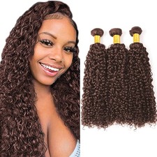 #4 Chocolate Kinky Curly Bundles Light Brown Human Hair Extensions Weave Grade