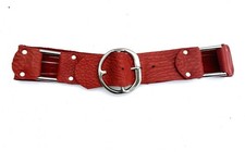 Vintage Red Buffalo Leather Wide Waist Belt Joed Link Silver Silver Stud M L 36