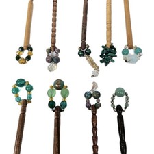 Lacemaking bobbins 9 Pairs With Pretty Decorated Beads 