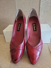 Lee Sands Vintage Red Hand Made Eel Skin Kitten Heels Size 8.5 M