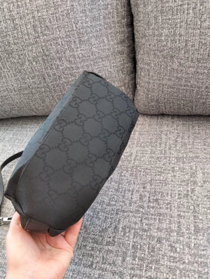 GUCCI Black GG Monogram Nylon Hobo Bag 28835 Made in Italy - Shoulder Purse - Image 3 of 4