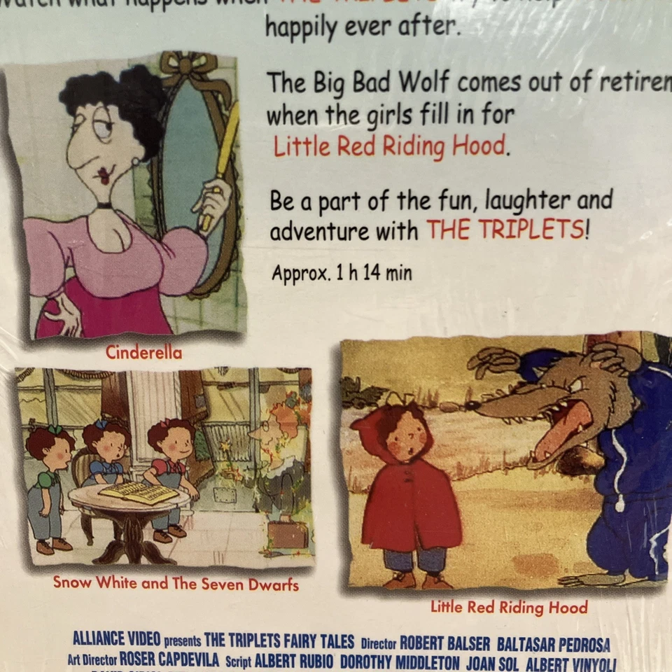 The Triplets Fairy Tales VHS Cinderella Snow White Little Red Riding Sealed Rare - Image 4 of 4
