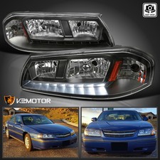 Black Fits 2000-2005 Chevy Impala Led Strip Headlights Lamps Leftright 00-05 Black Fits 2000-2005 Chevy Impala Led Strip Headlights Lamps Leftright 00-05