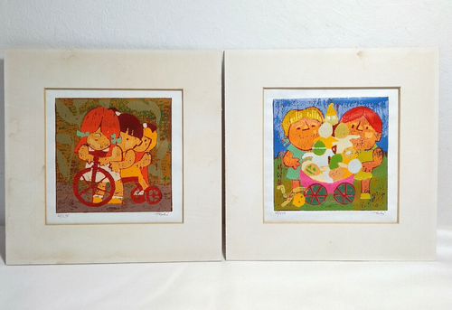 Al Robi Lot Of 2 Vintage Signed & Numbered Whimsical Children Linocut ...