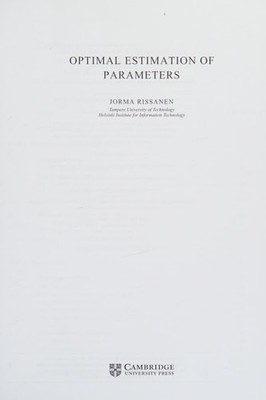 Optimal Estimation of Parameters, Rissanen, Jorma, Very Good condition, Book