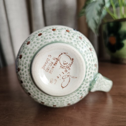 Boleslawiec Polish Pottery Bubble Mug, Made in Poland Floral Greens And Blues - Picture 5 of 7
