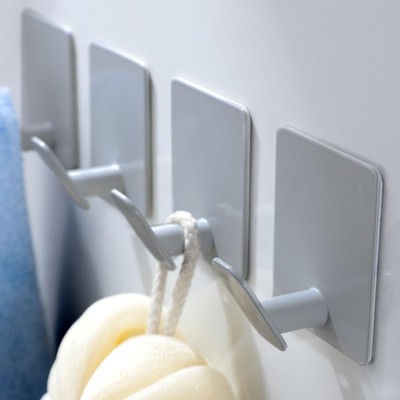 Adhesive Colorful Hanging Hooks - 4 Packs Gray Cute Kids Hooks Bathroom Towel...