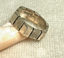 Six-Sided Textured Sterling Silver Ring - Vintage - Size 7 1/4