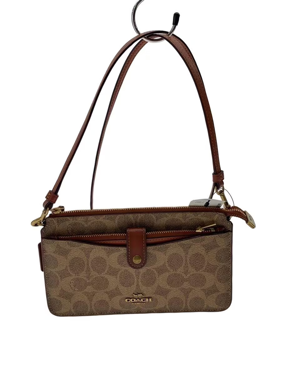 COACH Shoulder Bag Leather BRW All-Over Print 37458