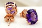 GENUINE 4.36 Cts AMETHYST STUD EARRINGS 14K ROSE GOLD PLATED (.925) - NWT — photo 2