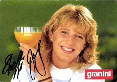 Postcard advertisement, Granini, tennis player Steffi Grad, portrait, autograph - 4265232
