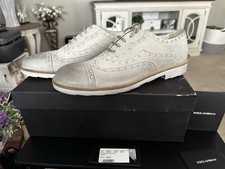 Auth DOLCE & GABBANA SHOES MENS LACE UP BROGUES GRAY LEATHER $945 sz 44 US 11
