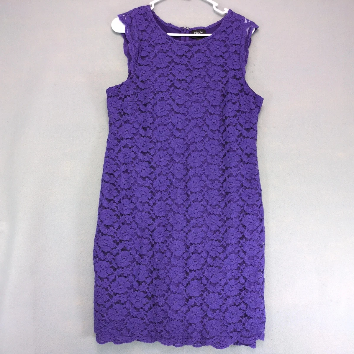 nicole miller purple lace dress NWOT deep purple blue Nicole Miller Lace Sheath Dress size S