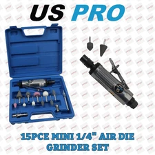US PRO 15pc MINI 1/4" AIR DIE GRINDER SET 8419