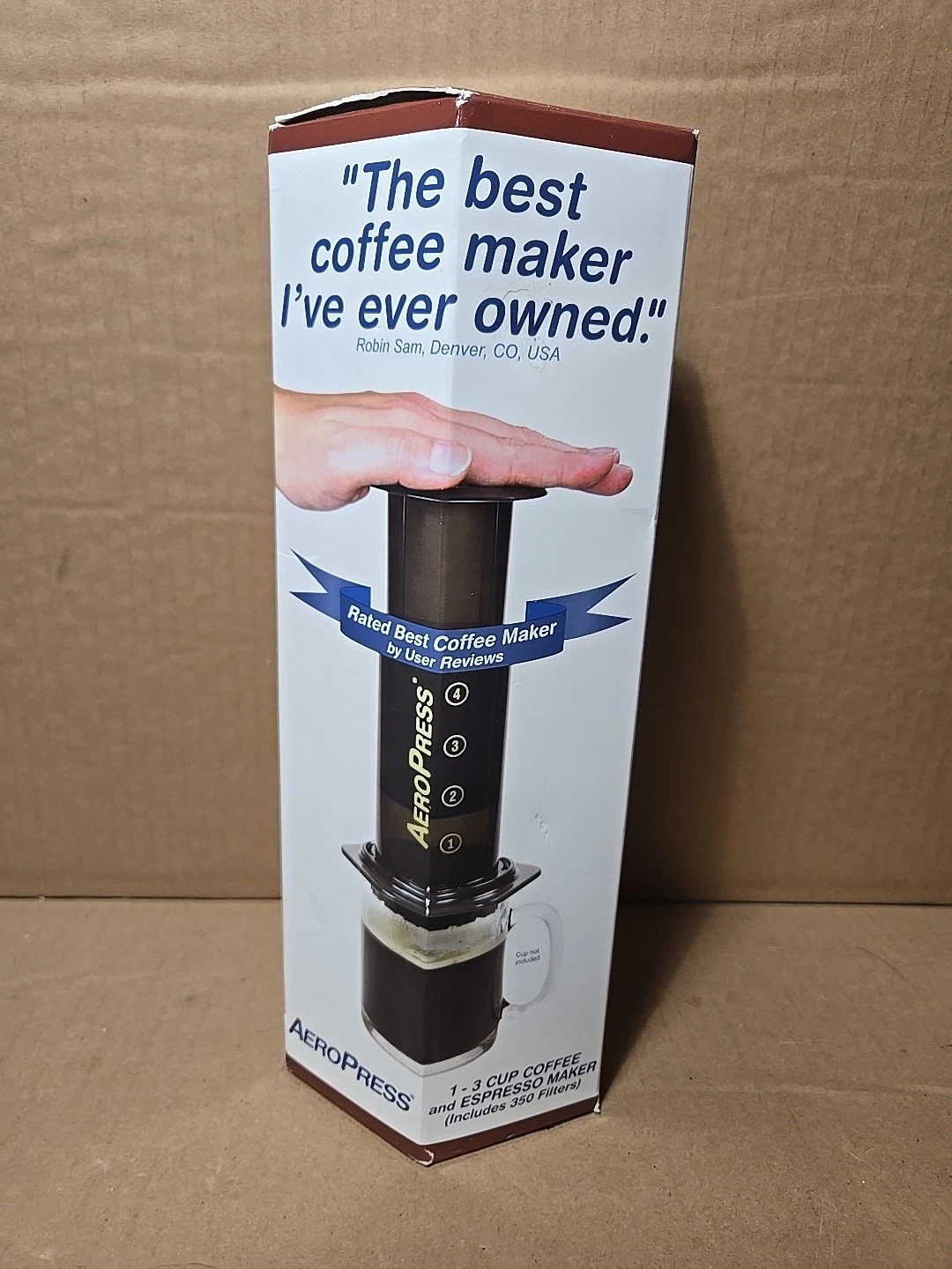 Aerobie AeroPress Coffee and Espresso Maker, 1-3 Cups of Coffee Portable Travel