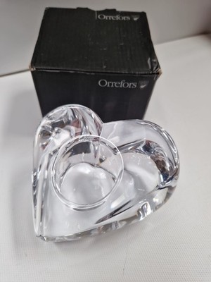 Orrefors Sweeden Bleikristall Valentino Herz Windlicht Teelicht Kerzenhalter NEU