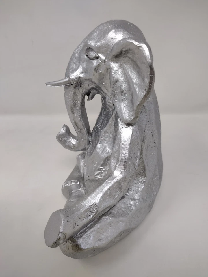 Elefante Acabado Plata Resina Decoración Zen Yoga Loto Meditación Serenidad 6 Pulgadas Foto 4 de 4