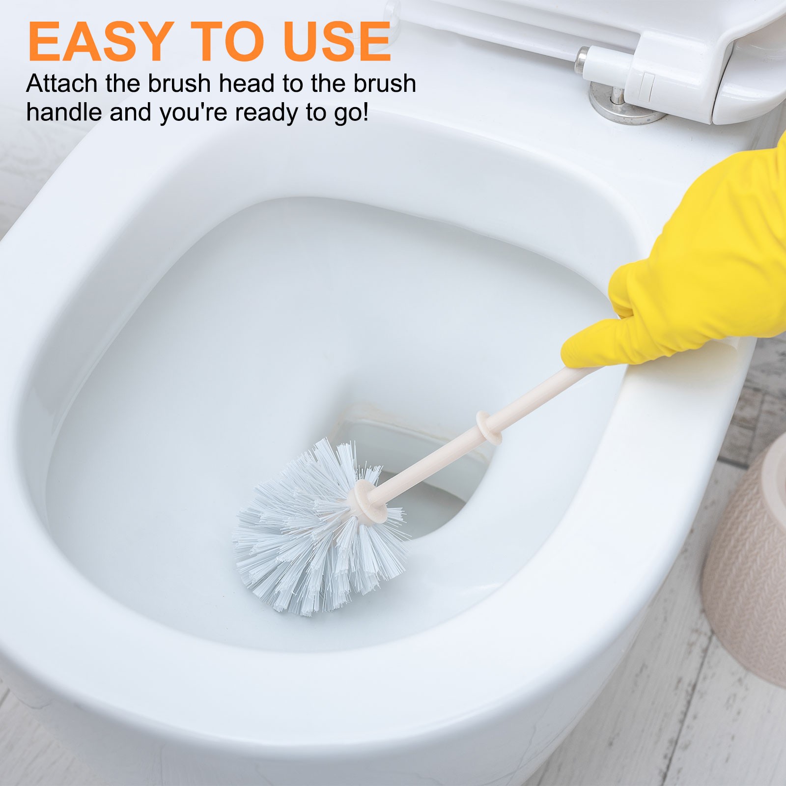 3Pcs Toilet Bowl Brush 12mm Replacement Toilet Brush Cleaning Brush Head White