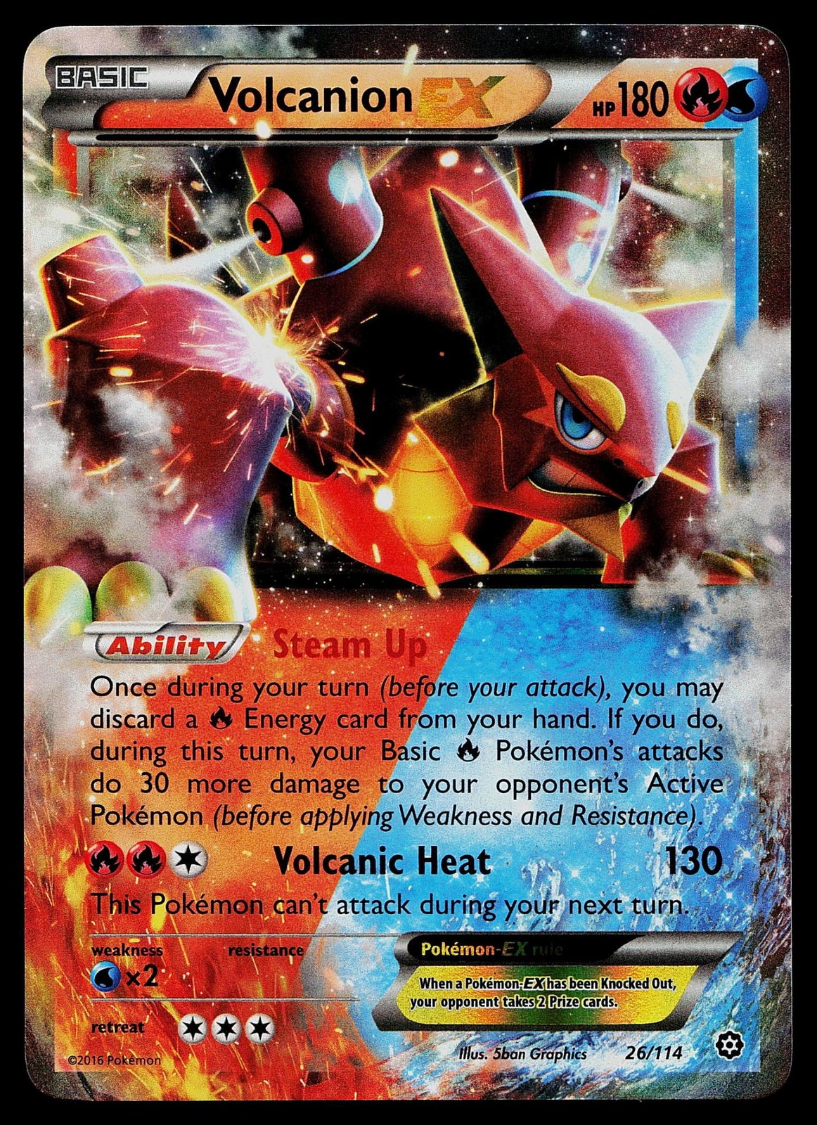 Pokemon Card - Volcanion EX Steam Siege 26/114 Holo EX Rare