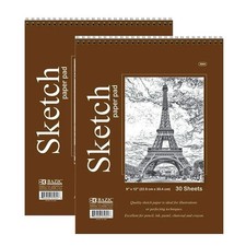 BAZIC Sketch Pad 30 Sheets 9" X 12" Top Spiral Sketchbook Drawing Pads, 2-Pack
