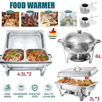 YOUKUKE Chafing Dish Speisenwärmer Edelstahl Warmhaltebehälter Rechaud Wärmebehälter Set