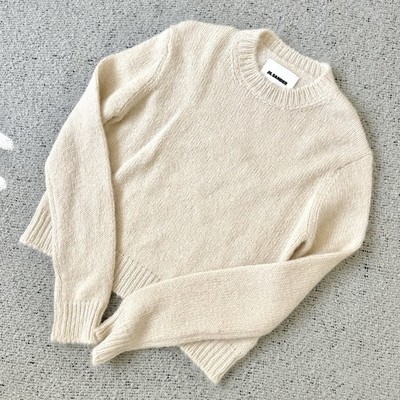 Jil Sander Alpaca Wool Sweater Cream EU 42 US 10 Shrunken Fit Knit