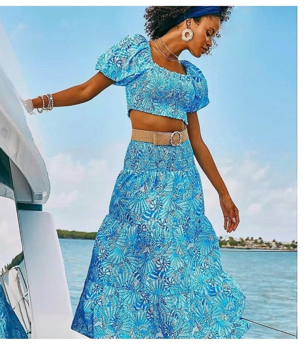 Lilly Pulitzer NWT Aston Maxi Set Amalfi Blue By The Seashore $278