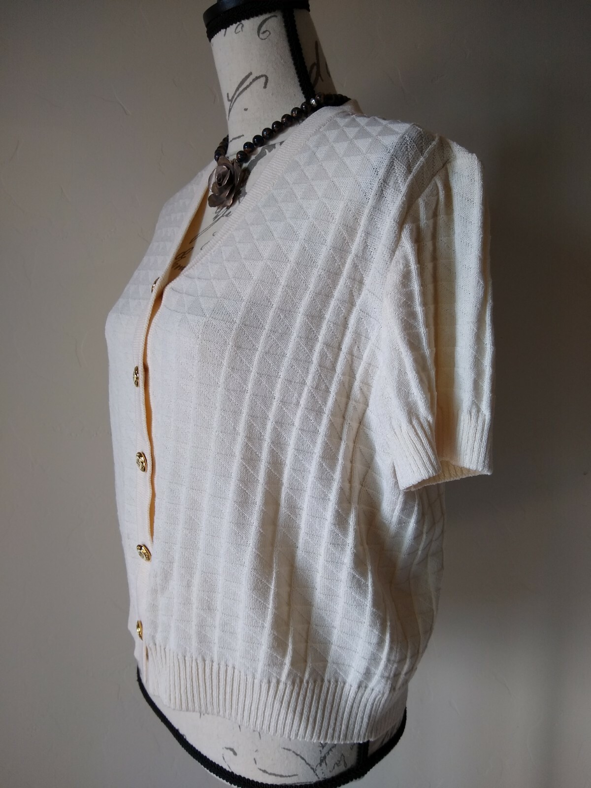 ST.JOHN Basic Pattern Knit Top Short Sleeves Swea… - image 4