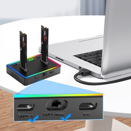 Toolless M.2 Docking Station with Double Bay NVMe Solid Disk Reader USB3.2 - Afbeelding 4 van 8