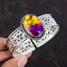 Natural Ametrine Gemstone Bangle Adjustable 925 Sterling Silver Indian Jewelry