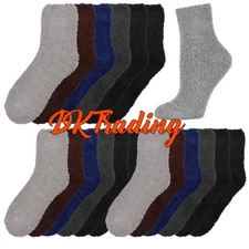 60 Pairs Bulk Fuzzy Slipper Socks Super Soft Cozy Winter Warm Crew Wholesale Lot
