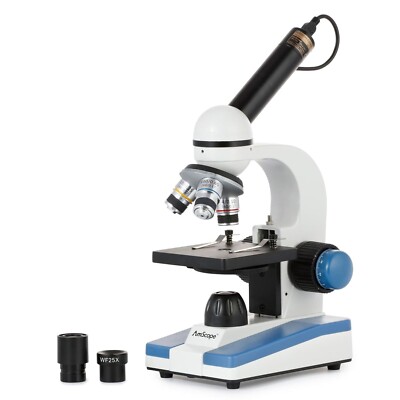 AmScope 40X-1000X Portable Student Compound LED Microscope + 5MP Camera USB 2.0