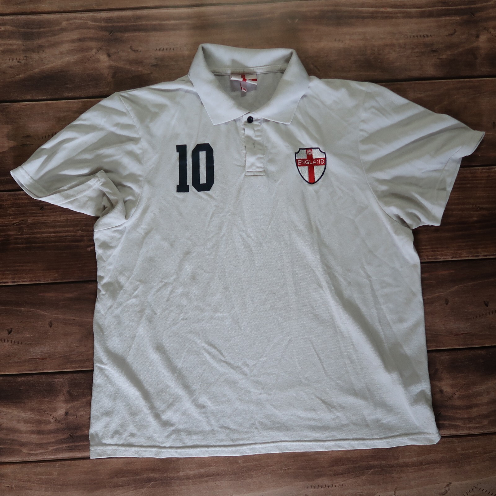 Vintage England football shirt #10 Soccer Jersey White Cotton, Men`s Size XL