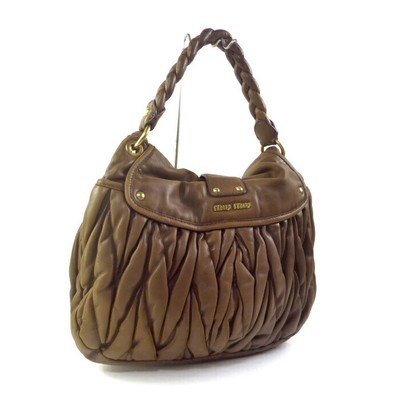 Miu Miu Matelasse 2Way Hand Shoulder Bag Brown Used Hobo Bag  