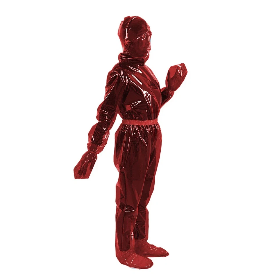 Plastic Full Body Suit Sexy See-through Clear PVC Long Sleeve Hooded Jumpsuit  - Image 2 of 4