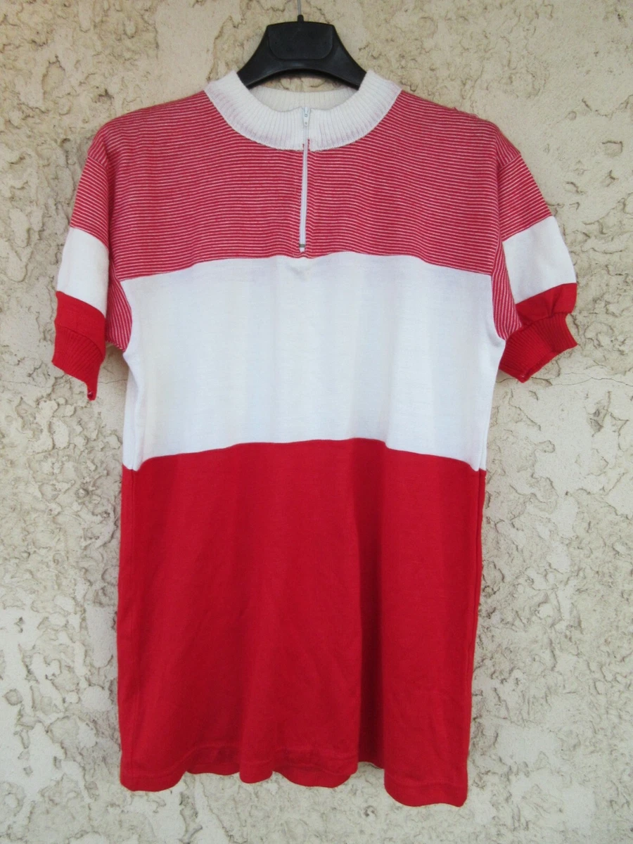 Maillot Cycliste Vintage Castelli Années 70 - Rouge Et Marine - Taille M