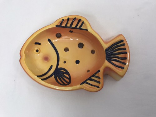 Bol en forme de poisson en céramique bol pour animaux de compagnie, chat jaune design unique 8 oz